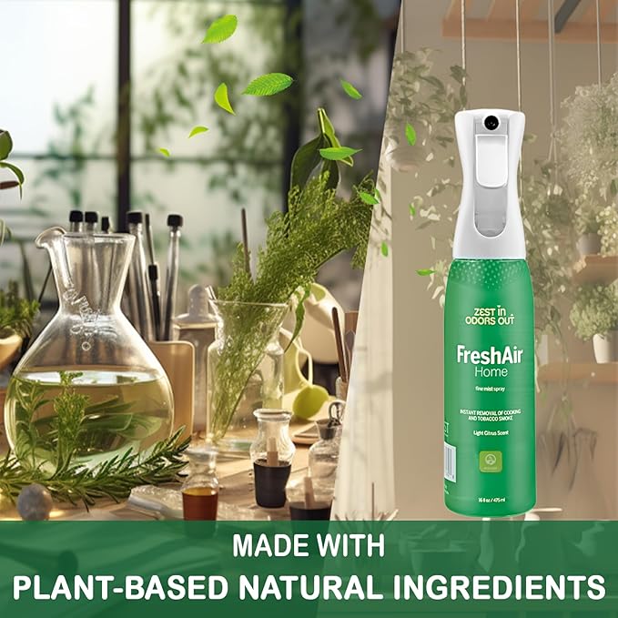 House of Zest FreshAir Home&Pets – Eliminate household odors,from trash,laundry,bathroom/diaper stink,and pet funk.Chemical Free,made with plant-based ingredients, with light citrus scent.2pk 32fl oz