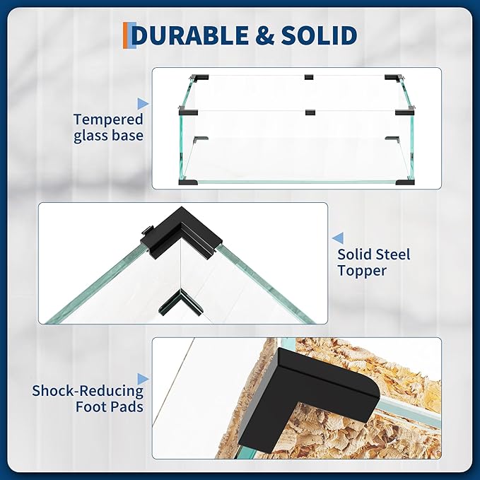 Large Hamster Cage with 7" Deep Tempered Glass Bottom, 3 Tiers Big Hamster Tank with Running Wheel, Hut, Water Bottle, Dish, Rat Cages for Syrian, Dwarf, Gerbils, Mouse, 22.83" x 15" x 21.25"