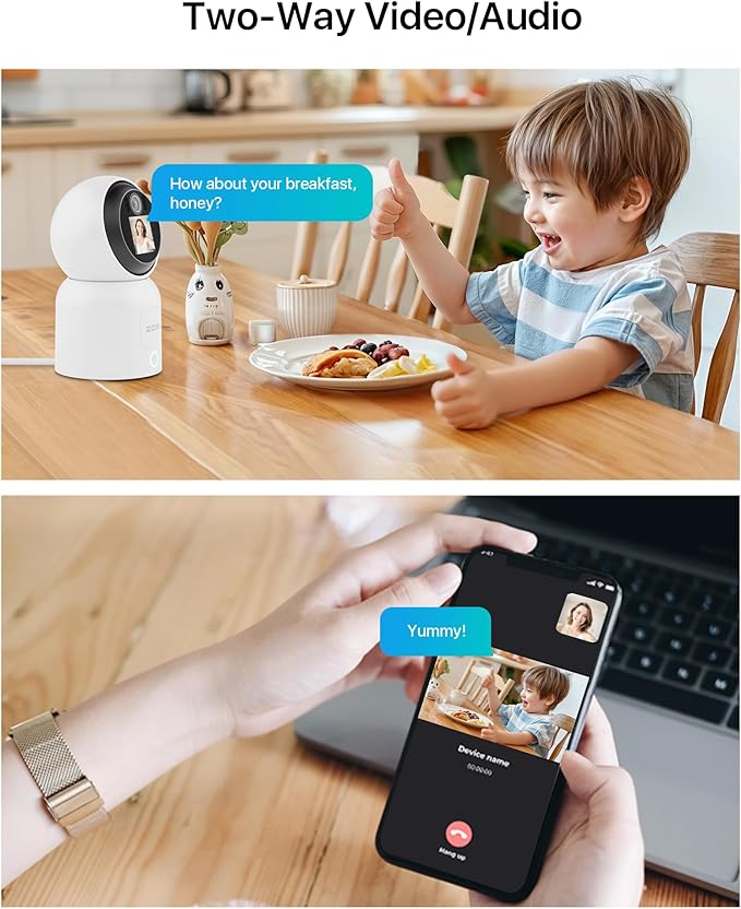 ZOSI 4K Pan/Tilt Smart Security Camera Indoor,Plug in 2.4/5GHz WiFi Camera,2 Way Video, Motion Tracking,8MP Baby/Pet Dog Monitor with Phone app, C519M8 360°View Home Cam, Cloud & Memory Card Storage