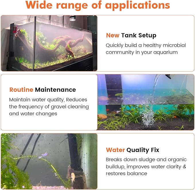 hygger Aquarium Water Bio-Clarifier, Reducing Fish Waste and Cleaning Organic Sludge, Natural Fish Tank Aquarium Leave-in Waste Management Solution for Freshwater and Saltwater Tanks, 300 ML