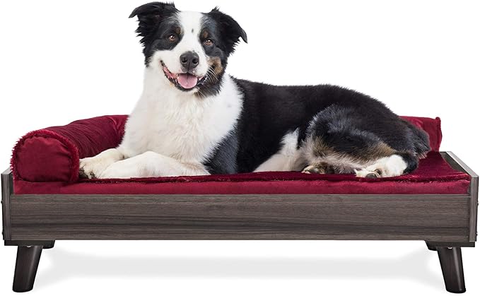 Furhaven Elevated Dog Bed Frame for 36" x 27" Large Dog Beds, Easy Assembly - Mid-Century Modern Bed Frame - Gray Wash, Large