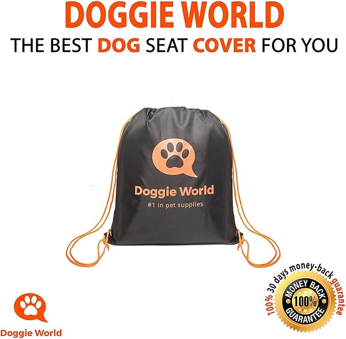 Doggie World Dog Car Seat Cover for Back Seat for Cars & SUVs - Durable Pet Car Seat Cover Backseat Protector, Nonslip Dog Hammock for Car, Waterproof Scratchproof Rear Seat Cover Against Dirt, Fur