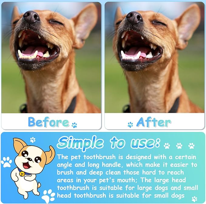Honeydak Dog Tooth Brush Pet Toothbrush Soft Grooming Dogs Toothbrush Dog Double Sided Puppy Long Handle Brush for Large and Small Teeth Cleaning Dental Oral Care(70 Count,Black)