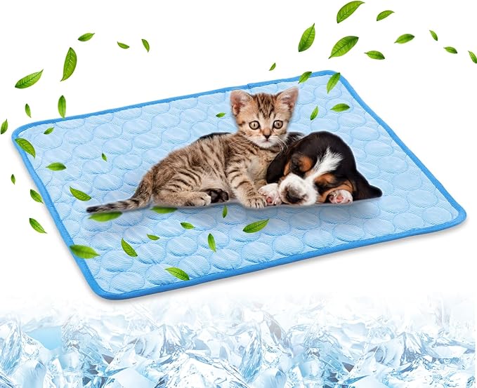 Dog Cooling Mat,2025 New Pet Cooling Mats,Washable Portable Pet Coolings Pad for Dogs & Cats Sleeping Mats for Summer,Portable Dog Cool Bed for Home & Outdoor, Keep Cool (Blue-S-20×16")