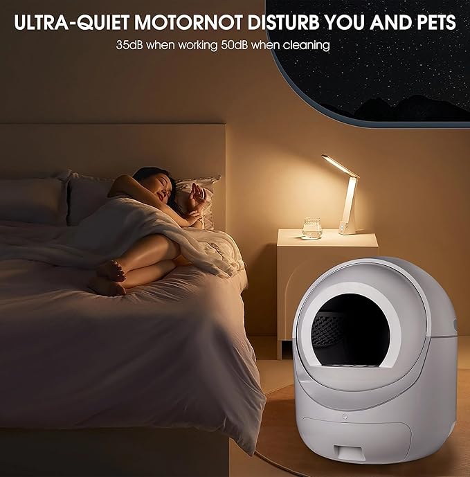 Automatic Litter Box Cleaning - Supports WiFi (2.4ghz) and App - No Need for Manual Cleaning, Reduces Litter Spillage, Super Deodorizing Feature with Bentonite and Xiaomi Cat Litter-White