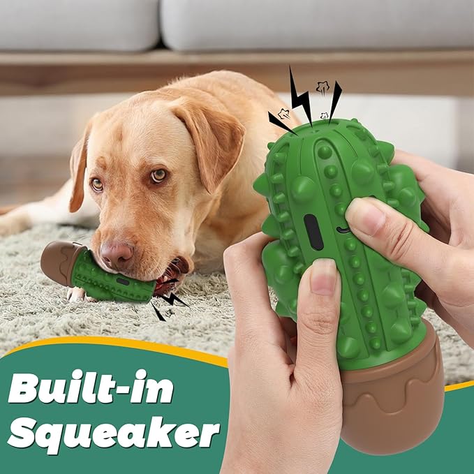 Dog Chew Toys Toothbrush Stick Teeth Cleaning Brush Dental for Medium Large Dog, Puppy Christmas,Easter Birthday Gifts,Outdoor Dog Squeaky Toys for Aggressive Chewers Tough Toys Interactive