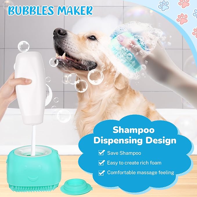 Dog Grooming Kit for Shedding – 8-Piece Pet Grooming Supplies with Deshedding Brush, Bath Gloves, Towels & Silicone Toothbrush | Ideal for Dogs, Cats, Small and Large Pets (Blue)