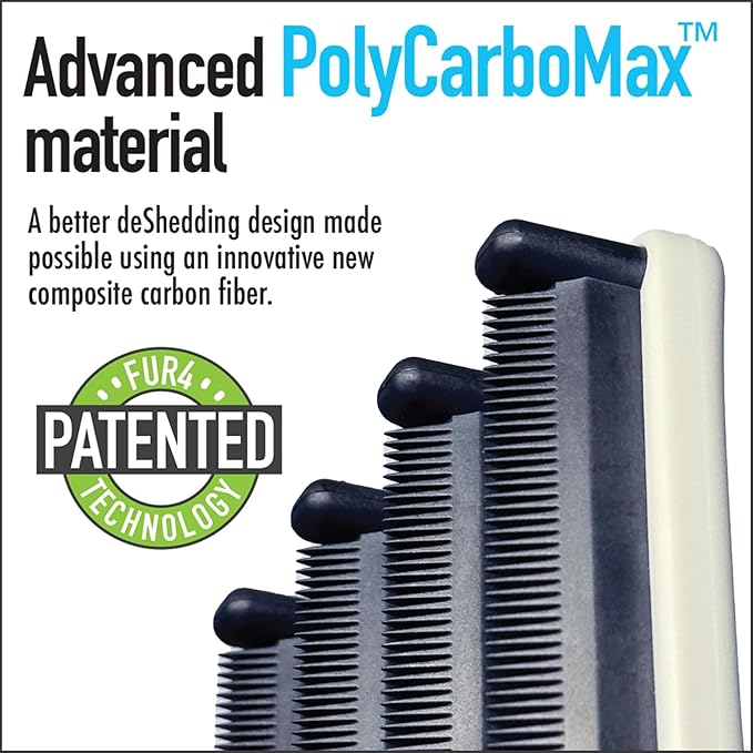 FUR4 deShedding Dog Brush for Short Hair Dogs - Dog Grooming Tool with 4 Composite Carbon Fiber Edges to Remove Loose Fur & Reduce Shedding - Gentle & Effective Grooming Brush for Short Hair Dogs