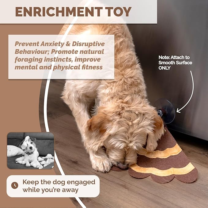 POPUPJOYS Durable Hide & Seek Snuffle Mat for Dogs, 2-in-1 Enrichment Puzzle Toy with Detachable Tail & Squeaker, Adjustable Difficulty Level with Suction, Machine Washable, Gift-Ready (Turkey)