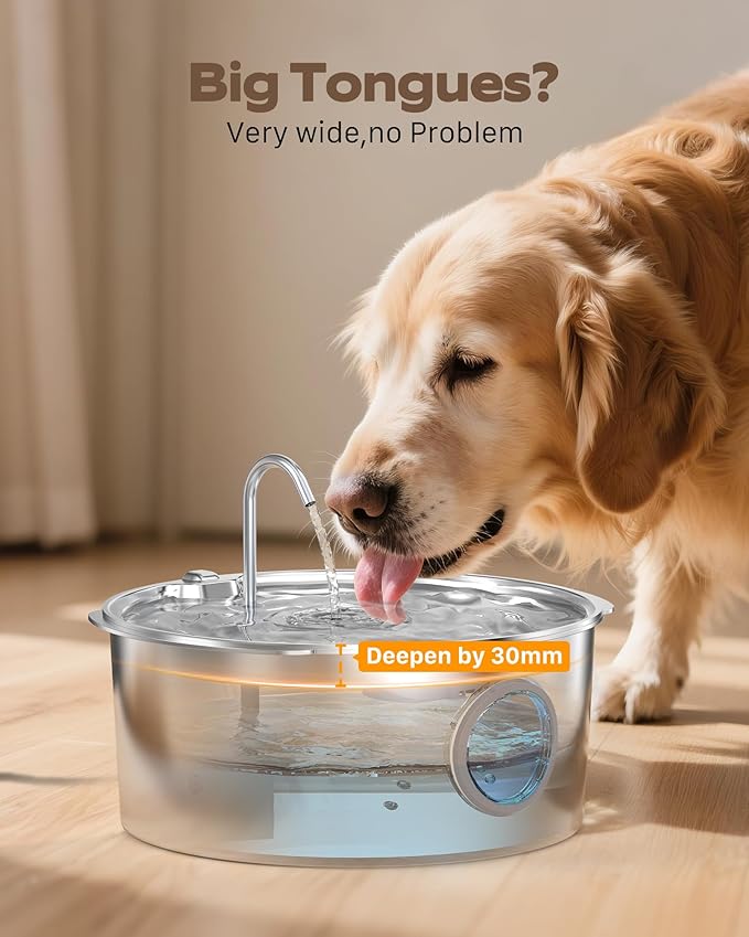 Pet Water Fountain for Large Dogs: Metal Dog Water Fountain - Silent Big Cat Fountains for Drinking - 3.2G/406oz/12L Water Fountain Dog Bowl Inside - GROOKPET Fountains with 6 Filters + 3 Sponges