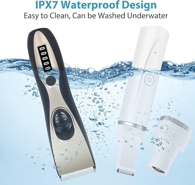 FERRISA 3 in 1 Dog Grooming Kit, Low Noise Rechargeable Dog Clippers for Grooming, Nail Trimmers for Small Dogs, Cordless Small Pet Grooming Clippers for Paws, Eyes, Ears, Face, Rump