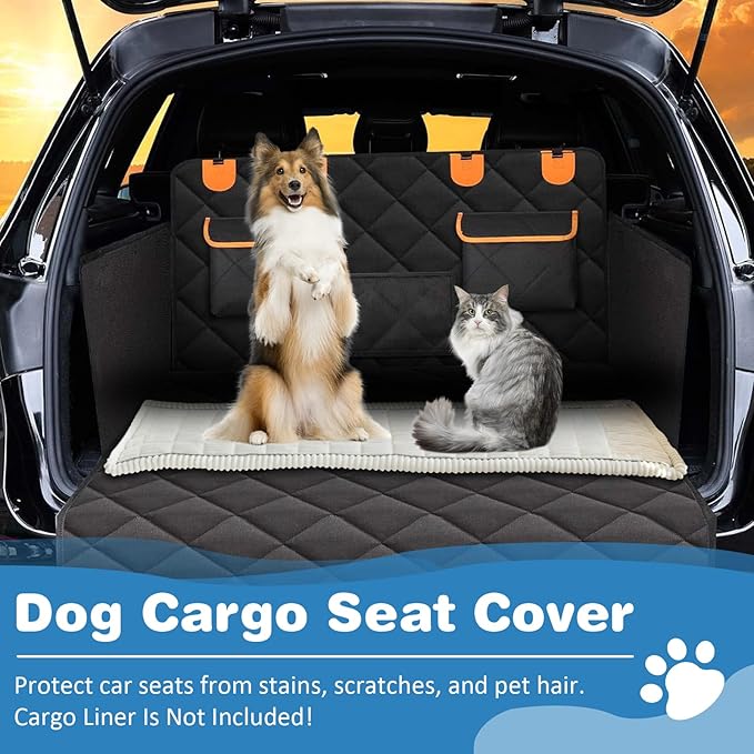 VClife Dog Bed Mat for Car, Anti Slip Pet Bed Travel Pad Comfortable Furry Dog Car Seat Cover for Backseat Extender, Washable Pet Cushion Bed Mat for Indoors & Outdoors (Beige, 51"×23.6")