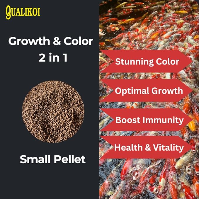 Koi Fish Food [4.4 lb] Growth and Color Enhancer - High Protein Floating Pellets for Koi and Goldfish, Pond Fish Food with Spirulina and Astaxanthin Small Pellet