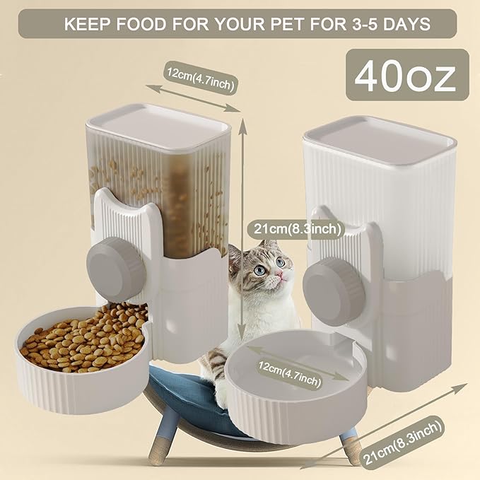 Rabbit Feeder for Cage,Hanging Automatic Cat Feeder and Water Dispenser,Ferret Cage Accessories,Food Water Bowl for Cats Rabbit Guinea Pig Cages(Cage Grid Spacing Over 1.2'')
