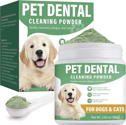 ITECFREELY Dog Dental Powder, Dog Teeth Cleaning Powder for Breath Freshener, Effective Plaque Off and Tartar Remover for Small, Medium, Large Dogs