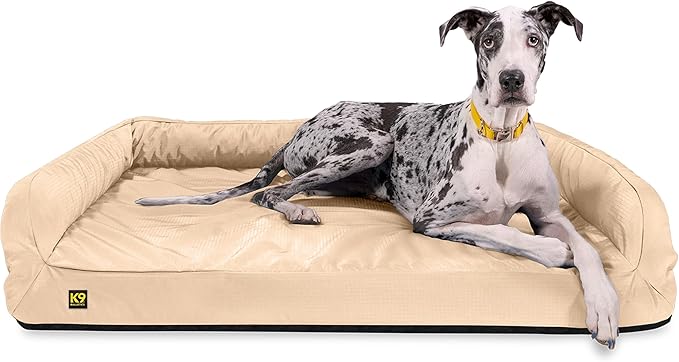 K9 Ballistics Tough Orthopedic XX-Large Bolster Dog Bed - Washable, Durable and Water Resistant Dog Bed - Made for (XXL) Big Dogs, 68"x40", Sandstone