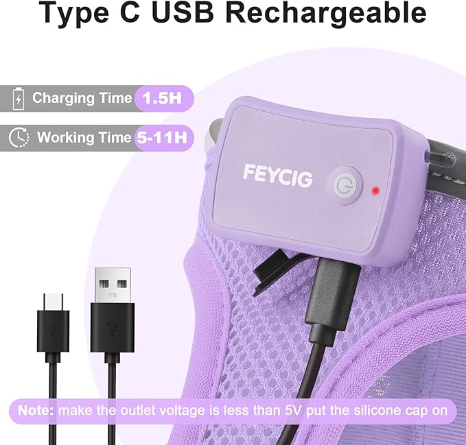 Light Up Dog Harness,Rechargeable LED Dog Harness for Small Medium Large Dogs,Reflective Lighted Safety Vest for Night Walking & Camping,Lightweight & Adjustable,Lavender Purple,S