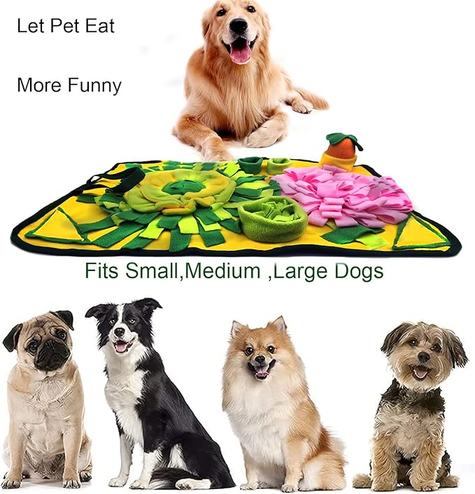Dogs Snuffle Mat Pet Feeding Mats Puppy Sniffing Pad,Cat Doggies Interactive Puzzle Toys for Multiple Breeds Encourages Natural Foraging Skills,Training and Stress Release (Yellow)