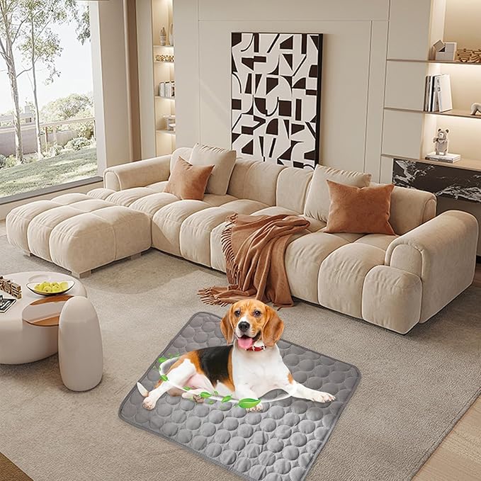 Kittra Dog Cooling Mat,Washable Portable Coolings Pad for Pet Dogs & Cats Sleeping Mat for Indoor & Outdoor Use, Keep Cooling for Pets(Dark Gray,27.6" L x 21.7" W)