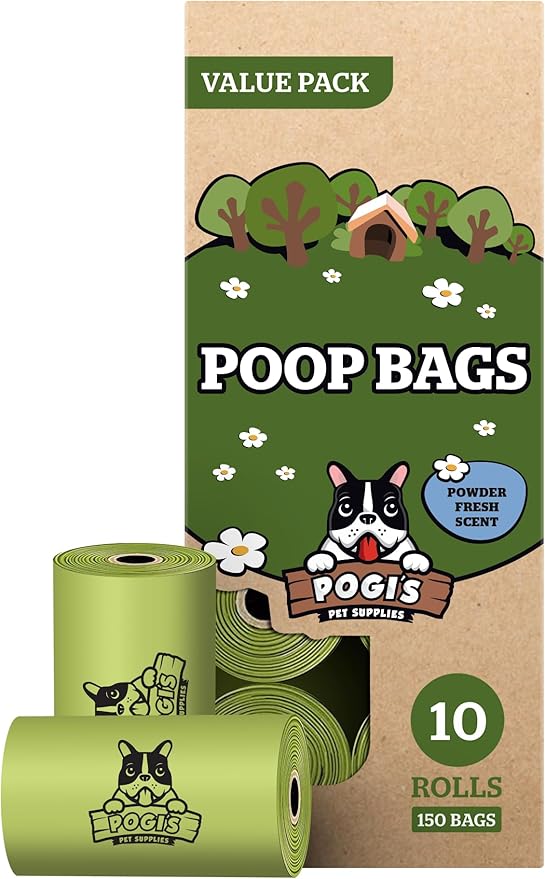 Pogi’s Dog Poop Bags – Leak-Proof & Extra Thick Pet Waste Bags (Fresh Scent, 10 Rolls, 150-Count)
