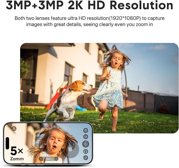 VSTARCAM 3MP+3MP Dual-Lens Outdoor Security Camera Wireless, 2K, 360° View, Color Night Vision, PIR Motion Detection, Spotlight Siren Alarm, 2-Way Talk, IP66 Weatherproof, Cloud/SD Storage