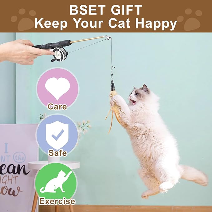 2-Pack Cat Wand Toys with Feather & Silvervine Stick – Adjustable 16"-28" Interactive Cat Teaser Toy for Indoor, Elastic String with Bell – Durable, Bouncy & Irresistible Catnip Alternative