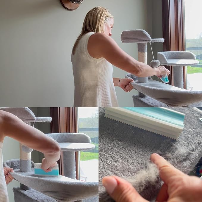 4IN1 Pet Hair Remover, Dog/Cat Fur Removal Tool - Design to Uproot and Clean Embedded Pets Hair in Carpet, Couchs, Cat Trees, Portable Fur Cleaning for Car Interior During Travel with Your pet, Pro