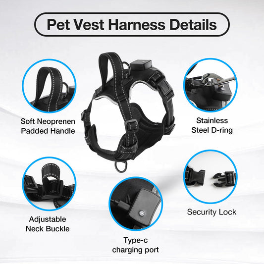 MASBRILL Light Up Dog Harness - No Pull Led Dog Harness Rechargeable Adjustable Lighted Dog Vest Harness for Small Medium Large Dogs