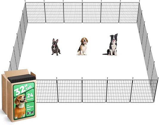 FXW MiniPaws Unleashed Dog Playpen for Yard & RV Camping, Expandable 32-inch 24 Panels for Small and Medium Dogs, Portable for Indoor and Outdoor Use