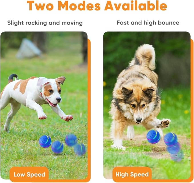 Petbobi Active Rolling Ball for Dogs - 2025 New Upgrade 2 Modes Interactive Dog Toys, USB Rechargeable Motion Activated Self Moving, Durable Pet Ball for Small Medium Large Breeds, LED Light, Blue