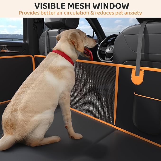Back Seat Extender Dog Car Seat Cover for Back Seat with Hard Bottom Upgraded Waterproof Material Anti Scratch Safer Easy to Clean