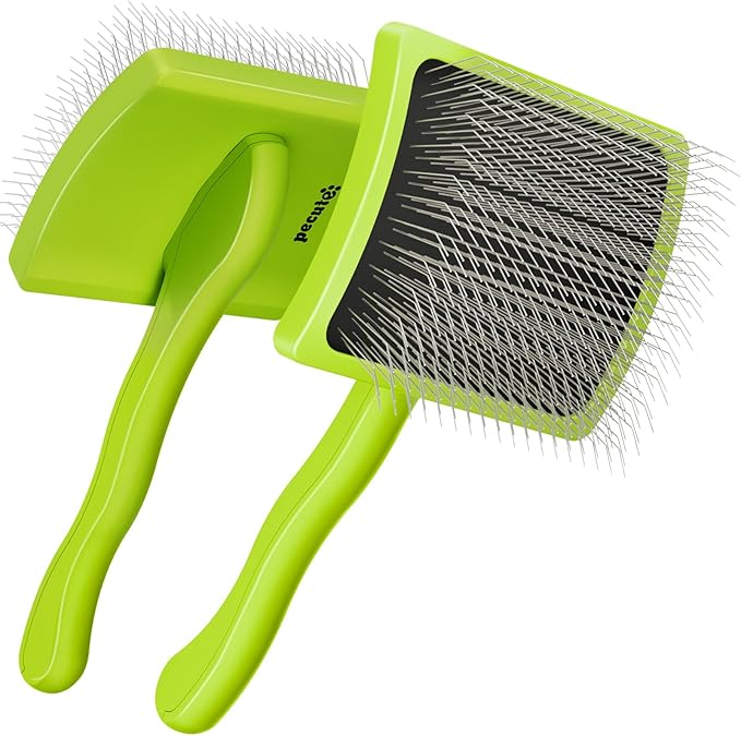 Pecute Slicker Brush for Dogs & Pet Comb, Professional Grooming Dog Brush for Goldendoodles, Poodles, Labradoodles, with Extra Long Soft Pins to Effectively Remove Tangles, Knots and Mats, 2PCS
