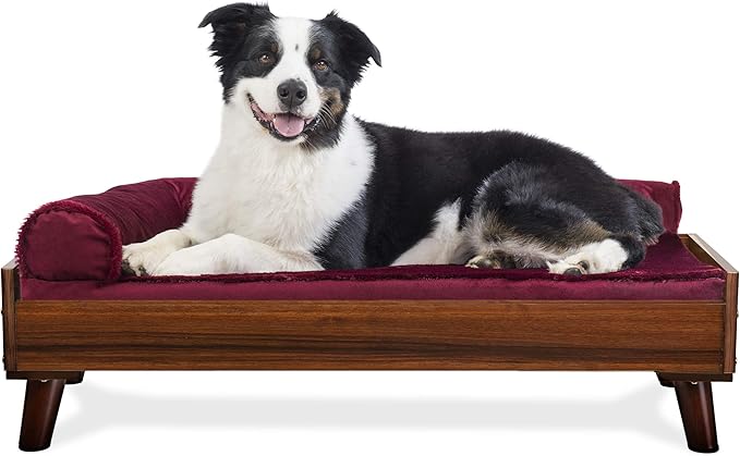 Furhaven Elevated Dog Bed Frame for 36" x 27" Large Dog Beds, Easy Assembly - Mid-Century Modern Bed Frame - Walnut, Large