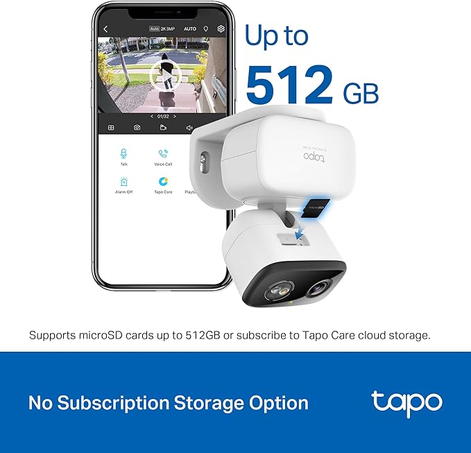 Tapo 2K 3MP Pan/Tilt Indoor/Outdoor Security Camera - Free Person/Baby Cry Detect & Motion Track, 360° Pan, Color Night Vision, SD/Cloud Storage, Works w/Alexa & Google Home HybridCam 360