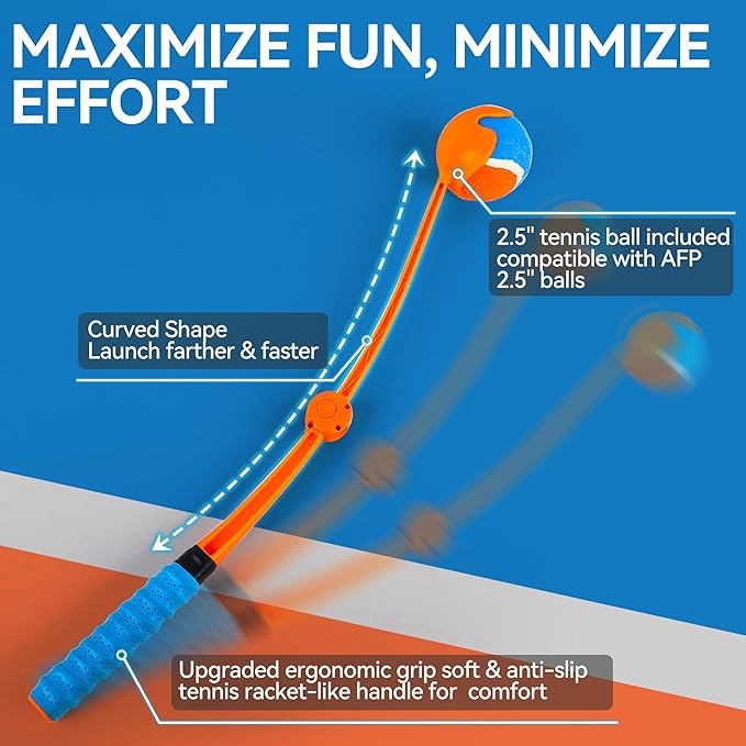 AFP 25“ Dog Ball Launcher – Interactive Dog Toy for Outdoor, Foldable, Lightweight Design with Non-Slip Handle, Includes Medium Ball (2.5'')