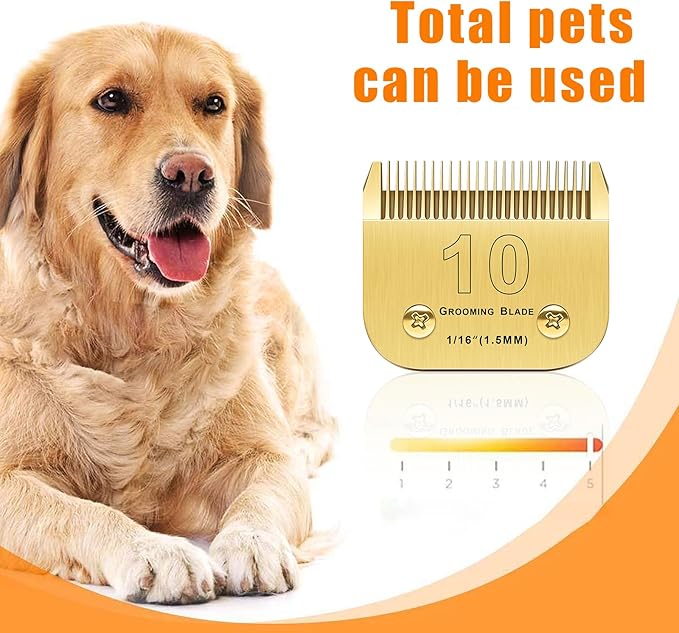 Audoc 10 Blades Dog Grooming Blades, Compatible with Andis/Oster A5/Wahl KM-10 Series, Detachable, Gold10#/1PC