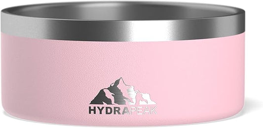 Hydrapeak Dog Bowl; Non Slip Stainless Steel; Water and Food Dish; Large Sized and Small Dogs; 32oz 64oz; Multiple Sizes; 4 Cup | Pink