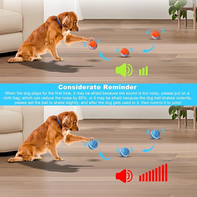 Dog Toys Dog Ball, Durable Motion Active Rolling Balls with Remote Control LED Light, Rubber Peppy Pet Balls for Medium Large Dogs, USB Rechargeable, 3.2-in Diameter (Blue)