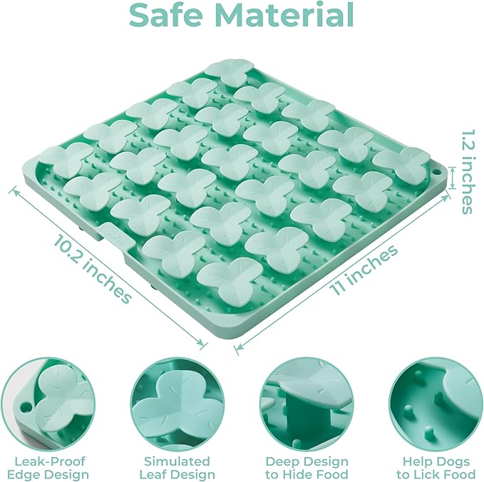 Snuffle Mat for Dogs, Lick Mat for Dogs to Slow Down Eating, Dog Puzzle Toys for Large and Medium Breed Dogs, Silicone Dog Bowls for Dry, Wet, Raw Food, Green