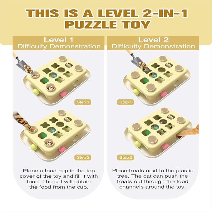 KADTC Cat Puzzle Games Level 3 in 1 Intelligence Mind Game Track Balls Kitten Food Puzzles Toy For Indoor Cats Sensory Activity Enrichment Toys Treat Feeder Entertainment Mental Stimulation Kitty Gift