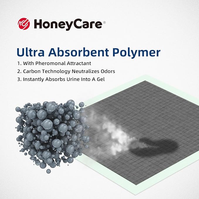 HONEY CARE All-Absorb Puppy Training Pads Dog Potty Pads Absorb Eliminating Urine Odor, Jumbo-Size Charcoal Puppy Pee Pad (Carbon, XL 28x34 inch, 40ct)