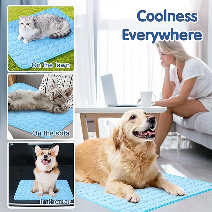 Kittra Dog Cooling Mat,Washable Portable Coolings Pad for Pet Dogs & Cats Sleeping Mat for Indoor & Outdoor Use, Keep Cooling for Pets(Gray,24.4" L x 19.7" W)
