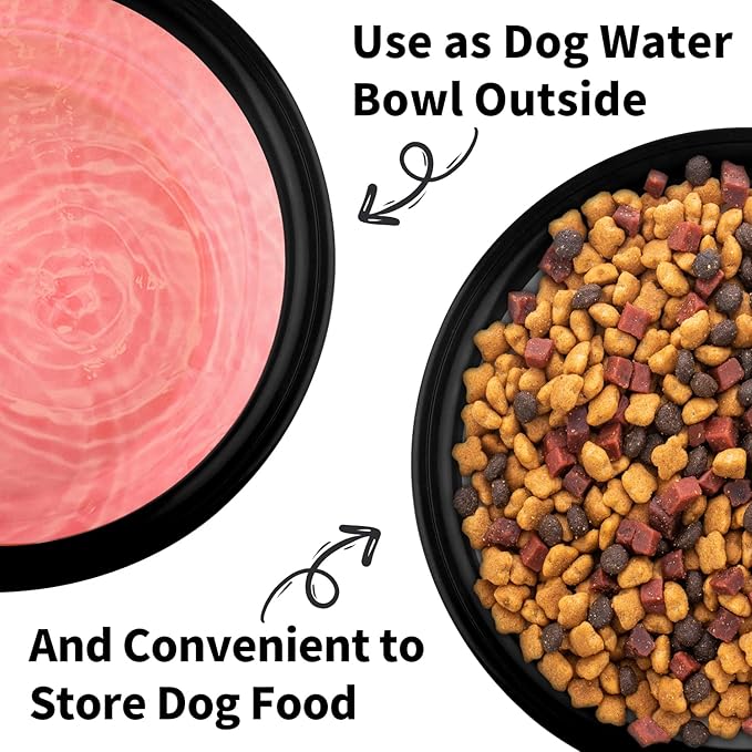 Collapsible Dog Bowls - 2 Pack Large Size for Large/Medium Dogs, Portable Travel Water Bowl with 2 Carabiners