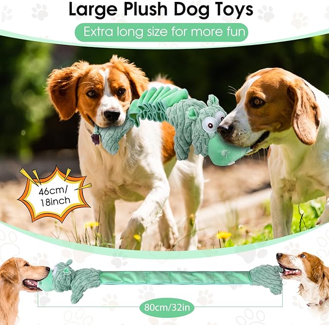 Large Squeaky Dog Toys and Interactive Dog Tug-of-War Toy, Tough Plush Dog Toy, Cute Puppy Toys, Pet Chewable Toys Plaything for Small Medium and Large Dogs