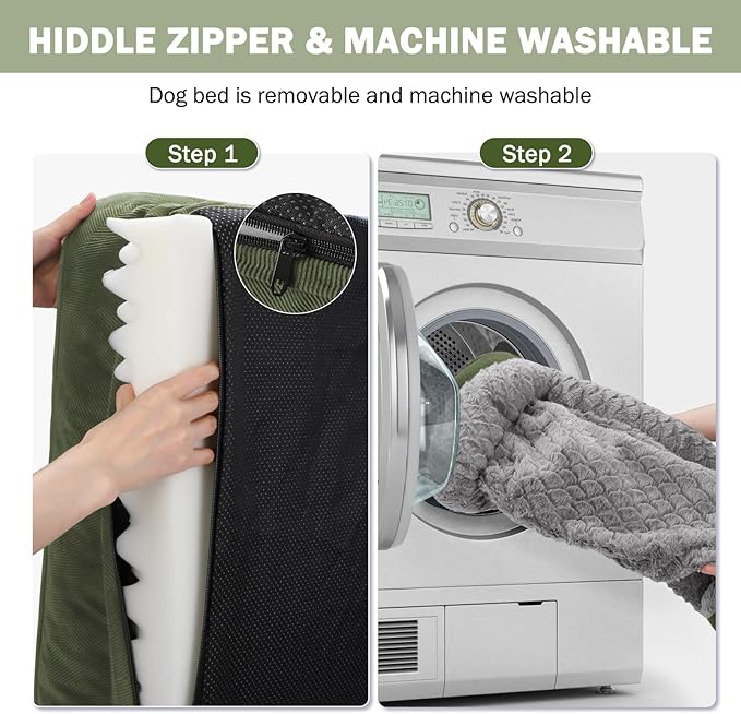 INVENHO Orthopedic Dog Beds Large Sized, XL Egg-Crate Foam Dog Couch with Washable Removable Cover, Waterproof Lining and Nonskid Bottom