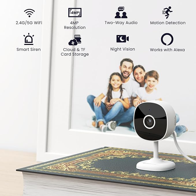 GALAYOU 4MP Security Camera Indoor-5G/2.4G Dual WiFi Camera with 2-Way Audio for Baby/Pet/Dog/Nanny Monitoring, 24/7 SD Card Recordings, Motion Alert, Night Vision, Works with Alexa/Google Home, G7-2P