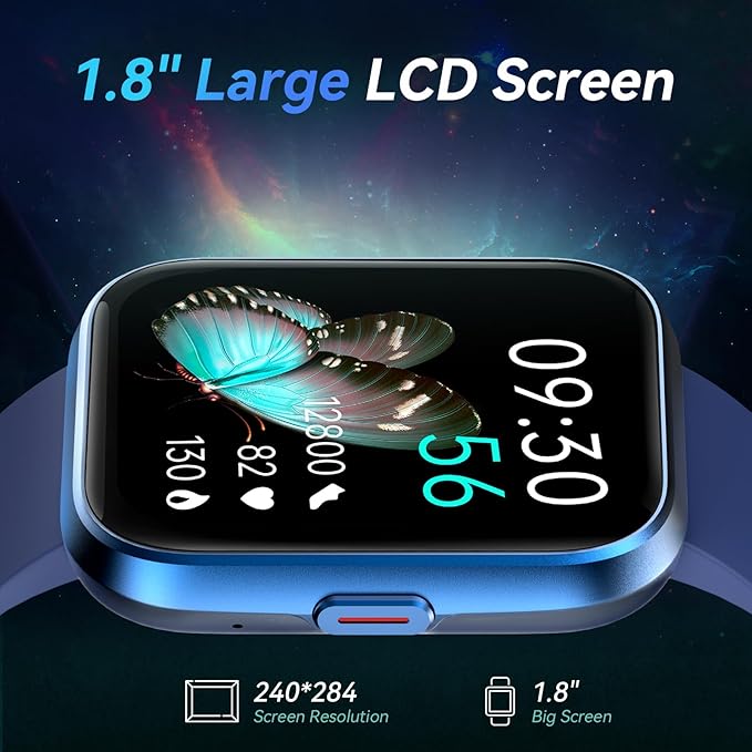 Fitpolo Smart Watches for Men/Women, 1.8'' Alexa Built-in Fitness Tracker Watch with Bluetooth Calls, IP68 Waterproof, Heart Rate/Sleep/SpO2/Stress Monitor, 110 Sport Modes for Android & iPhone