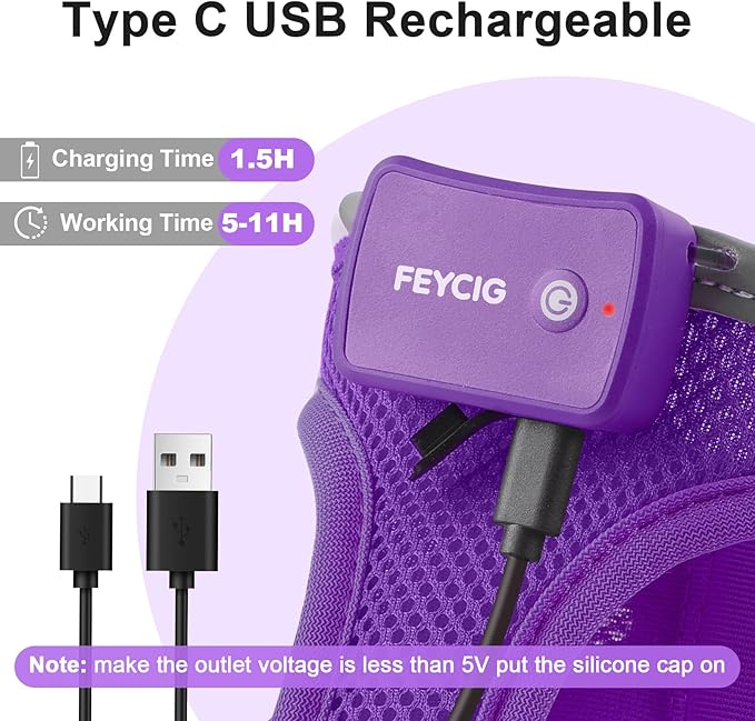 Light Up Dog Harness,Rechargeable LED Dog Harness for Small Medium Large Dogs,Reflective Lighted Safety Vest for Night Walking & Camping,Lightweight & Adjustable,Purple,XS