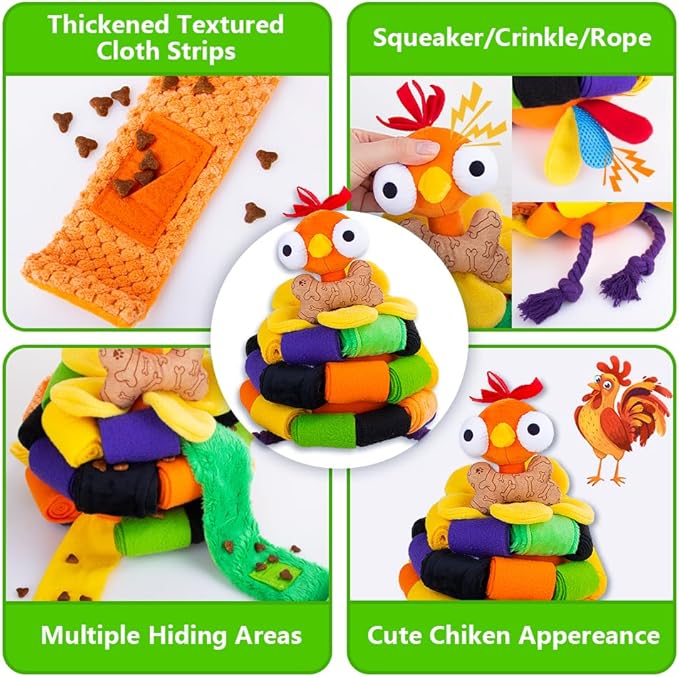 Snuffle Chicken Dog Toys Interactive Snuffle Ball for Dogs Small Medium Large Breed Cute Squeaky Dog Puzzle Toys Slow Feeder Treat Ball Games for Boredom,Pet Snuffle Mat Enrichment Toys for Halloween