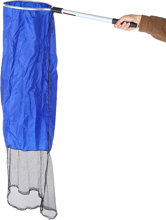 Fishing Net, Aquarium Soft Fishing Net Long Knotless Netting Koi Tansfer Mesh for Medium Large Fish(Diameter 40CM, Handle 50CM)